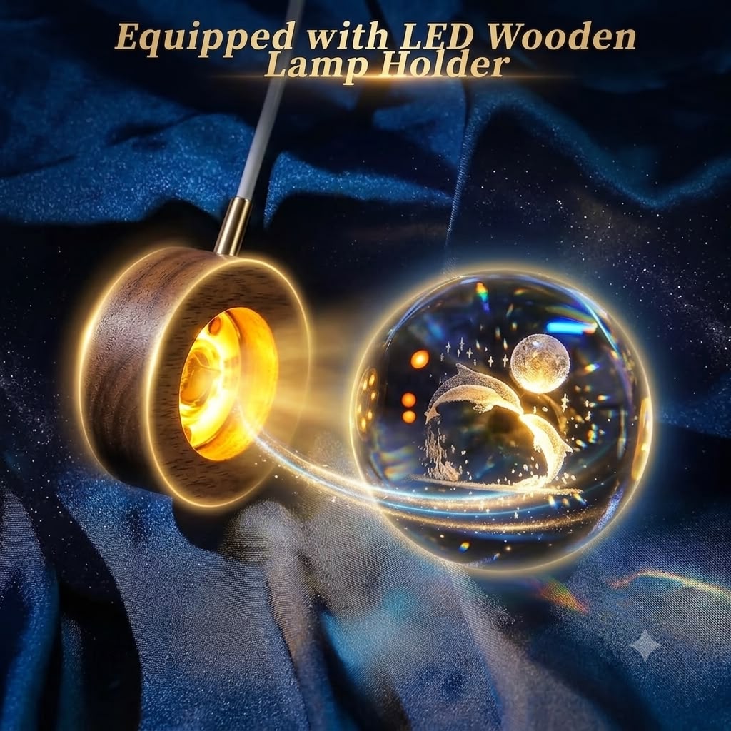 UCRAVO LED Cristal Dolphin Ball Lamp.