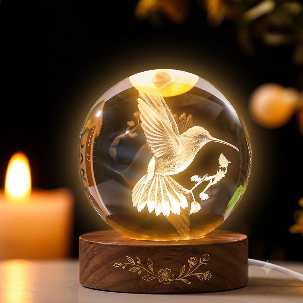 Humming Bird Design, Crystal Ball Night Light