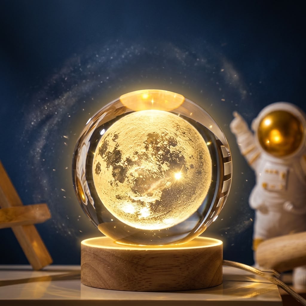 3D Moon Crystal Ball Night Lamp Salcoria