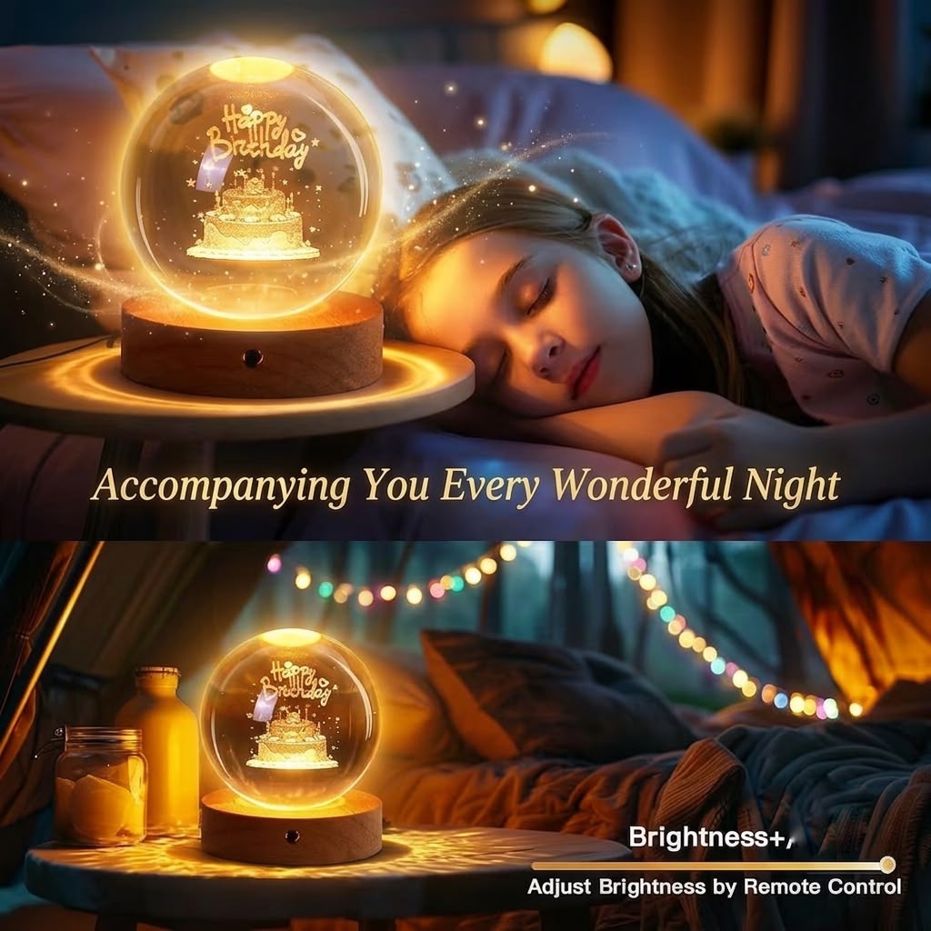3D Crystal Happy Birthday Lamp Salcoria