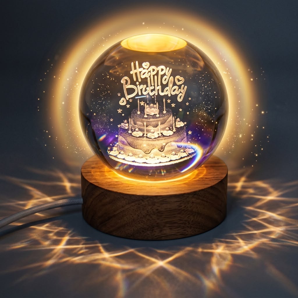 3D Crystal Happy Birthday Lamp Salcoria