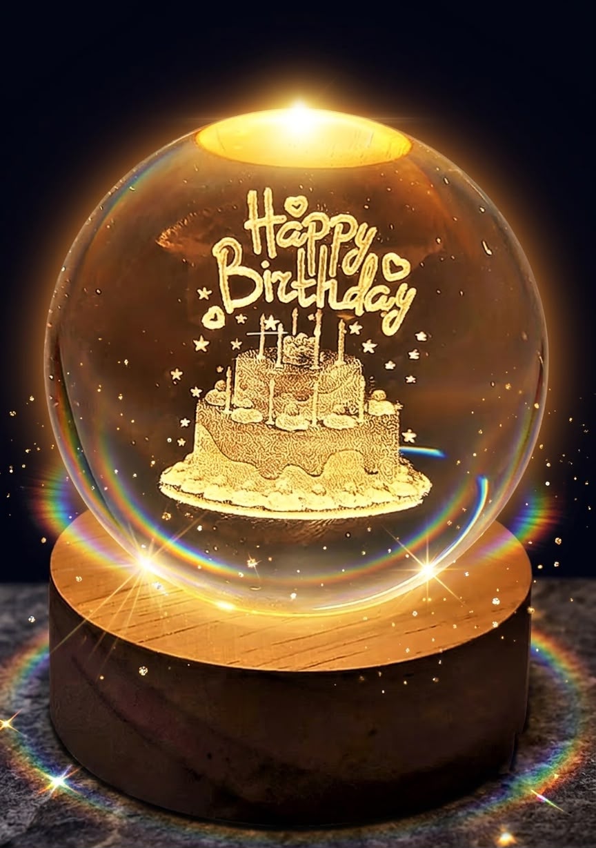 3D Crystal Happy Birthday Lamp Salcoria