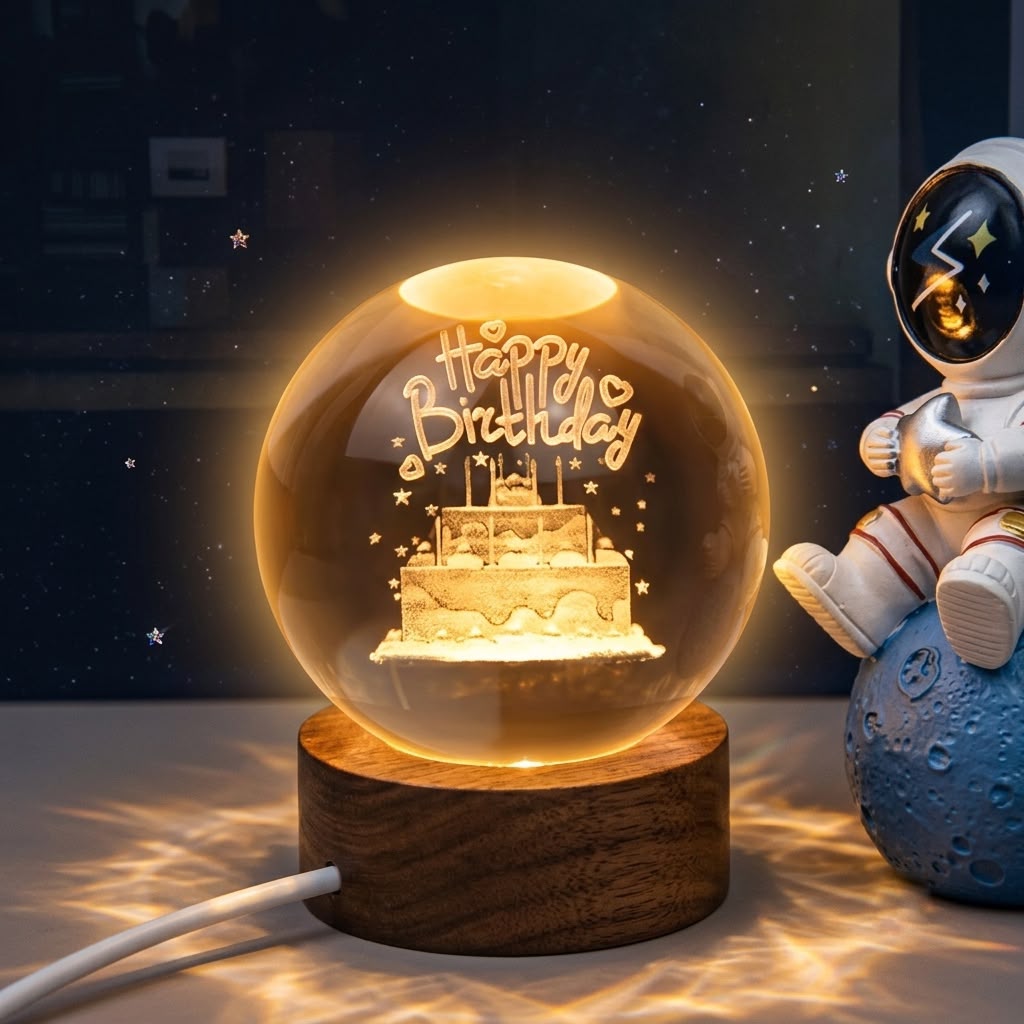 3D Crystal Happy Birthday Lamp Salcoria