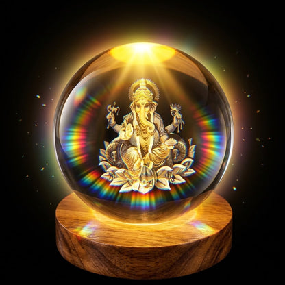 Ganesh Ji 3D Crystal Ball with LED Salcoria